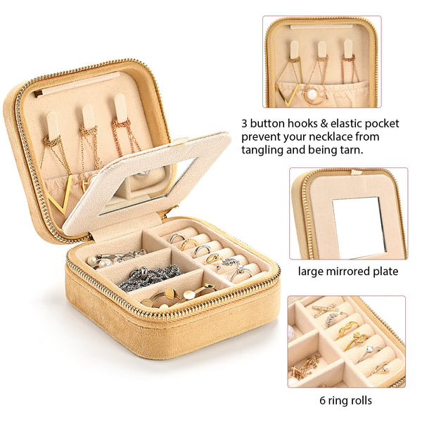 Velvet Travel Jewelry Organizer, Small Travel Jewelry Case Box, Mini J –  FANCYCD